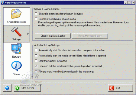Nero MediaHome setting