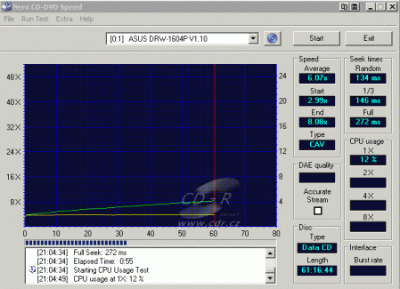 ASUS DRW-1604P - CDspeed čtení CD-RW s Mt. Rainier