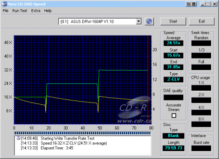 ASUS DRW-1604P - CDspeed zápis CD-R