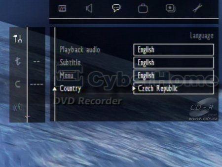 CyberHome CH DVR-750 - nastavení: jazyky