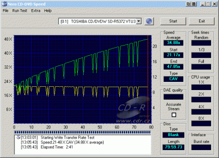 Toshiba SD-R5372 - CDspeed zápis CD-R 48×