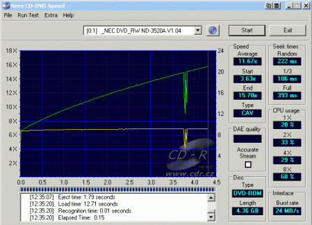 NEC ND-3250 - CDspeed čtení DVD-ROM