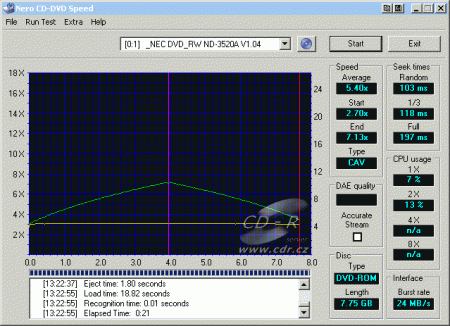 NEC ND-3250 - CDspeed čtení DVD-ROM dual layer