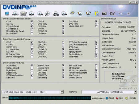 Pioneer DVR 109 - DVDinfo Pro