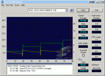 ASUS SDRW-0804P-D - CDspeed zápis CD-R