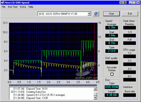 ASUS SDRW-0804P-D - CDspeed zápis DVD+R 8× TY