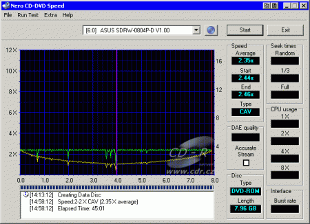 ASUS SDRW-0804P-D - CDspeed zápis DVD+R DL 2,4× Verbatim