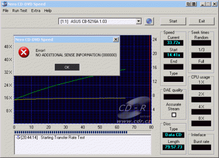 ASUS CB-5216A - CDspeed čtení CD-RW MRW