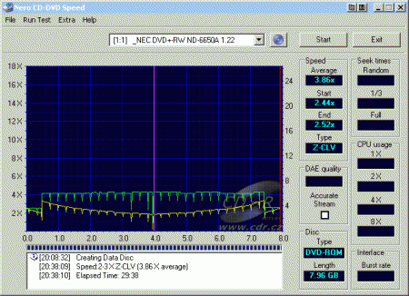 NEC ND-6650A - CDspeed zápis DVD+R DL Verbatim 4×