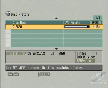 Pioneer DVR-720H - disc history