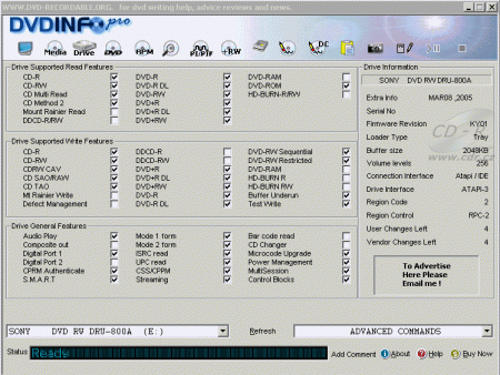 Sony DRU-800A - DVDinfo Pro