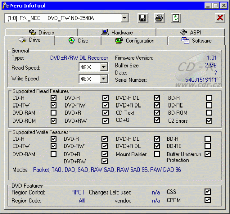 NEC ND-3540A - Nero InfoTool