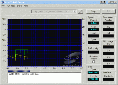 NEC ND-3540A - CDspeed zápis DVD+R DL 2,4×@8× bez breaku