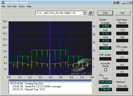 NEC ND-3540A - CDspeed zápis DVD+R DL 2,4×@8×