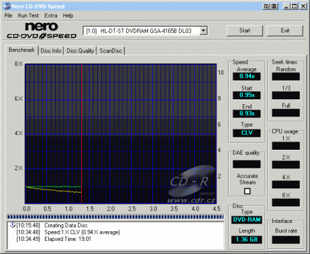 LG GSA-4165B - CDspeed zápis DVD-RAM 8cm