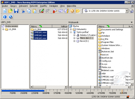 Tvorba druhé session v Neru pro pálení LJR na DVD-R DL