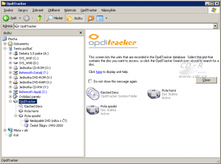 OpdiTracker v průzkumníku systému Windows - dvě jednotky