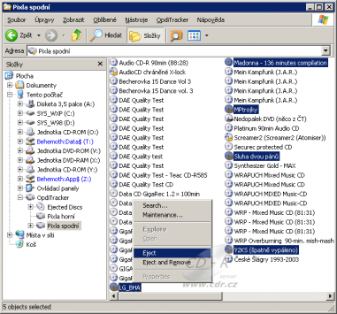 OpdiTracker: Možnost vysunutí více disků najednou