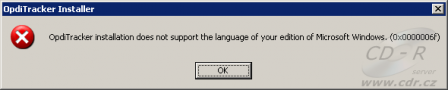 Instalace OpdiTrackeru z originálního CD hned skončí chybou