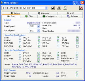 Pioneer BDR-101A - Nero InfoTool