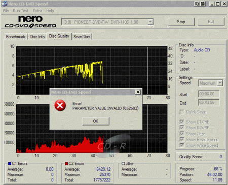 Pioneer DVR-110D - CDspeed CD quality check