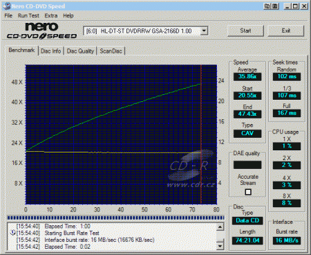 LG GSA-2166D - CDspeed čtení CD-ROM