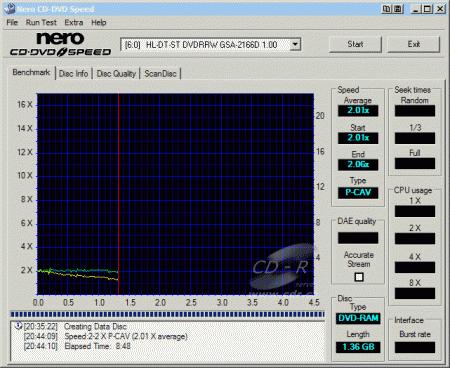 LG GSA-2166D - CDspeed zápis DVD-RAM 8 cm