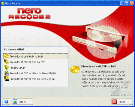 Nero 7 Premium - Recode uvodní okno