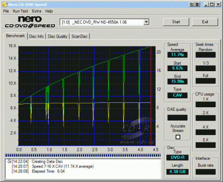 NEC ND-4550A - CDspeed zápis DVD-R