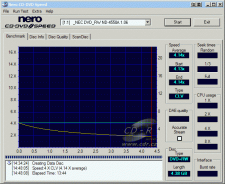 NEC ND-4550A - CDspeed zápis DVD+RW