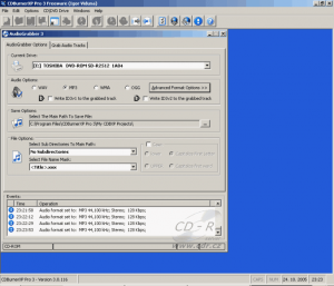 CDBurnerXP Pro 3 - grabovací okno