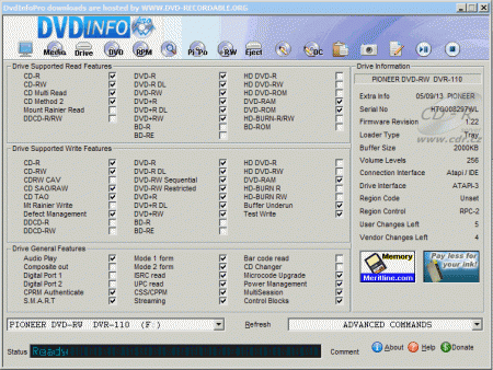 Pioneer DVR-110 - DVDinfo Pro