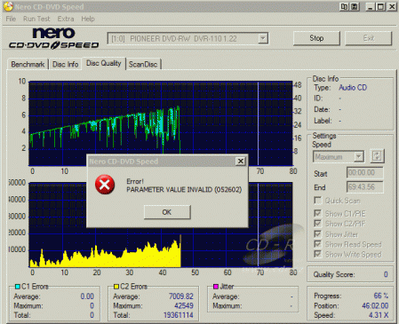 Pioneer DVR-110 - CDspeed CD quality check