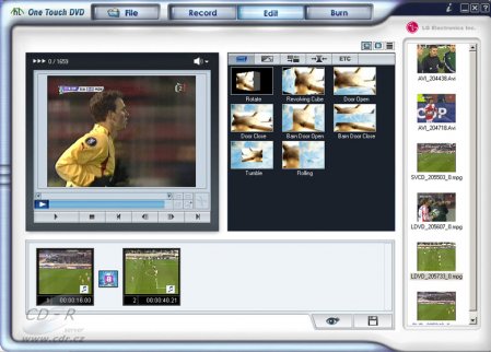 One Touch DVD - okno s editací