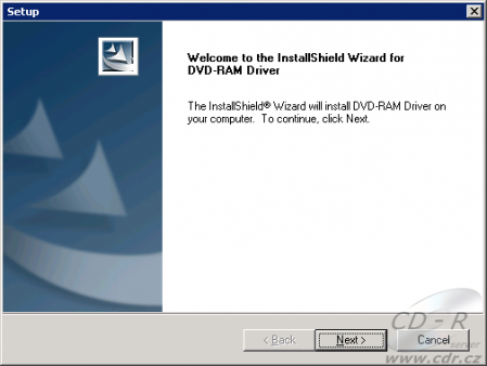 Funkční instalační program Panasonic DVD-RAM ovladačů pro Window
