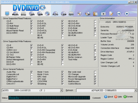 ASUS DRW-1608P2S - DVDinfo Pro