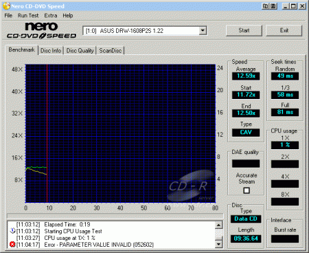 ASUS DRW-1608P2S - CDspeed čtení CD-RW MRW