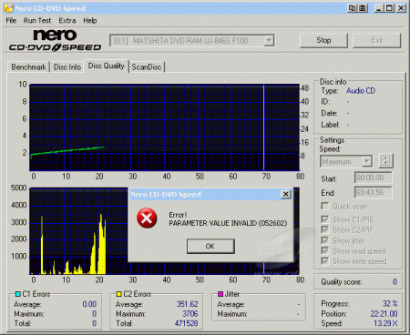 Panasonic UJ-846S - CDspeed CD quality check