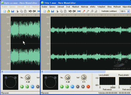 Nero WaveEditor - různé úrovně signálu