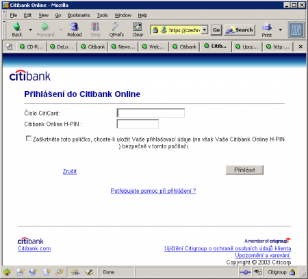 Pravá Citibank stránka