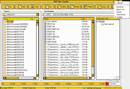 AVS Disc Creator - programové okno se skinem