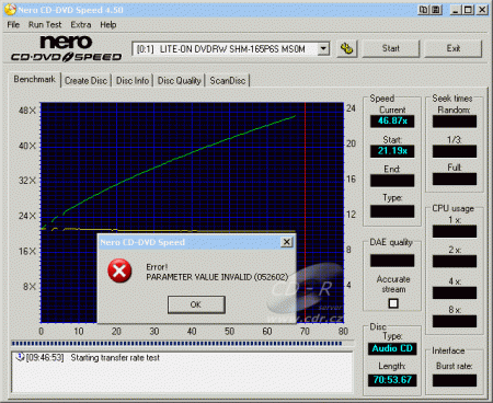 LiteOn SHM-165P6S - CDspeed čtení CD-DA CDS-100