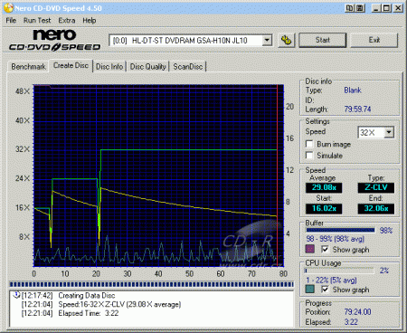 LG GSA-H10N - CDspeed zápis CD-RW