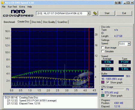 LG GSA-H10N - CDspeed zápis DVD-RAM bez verifikace