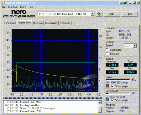 LG GSA-H10N - CDspeed zápis DVD+RW