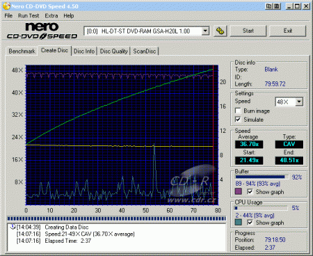 LG GSA-H20L - CDspeed zápis CD-R