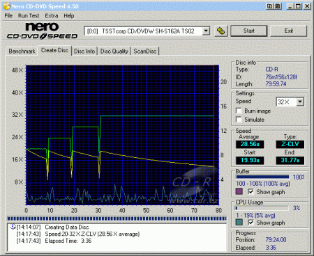 Samsung SH-S162A - CDspeed zápis CD-RW