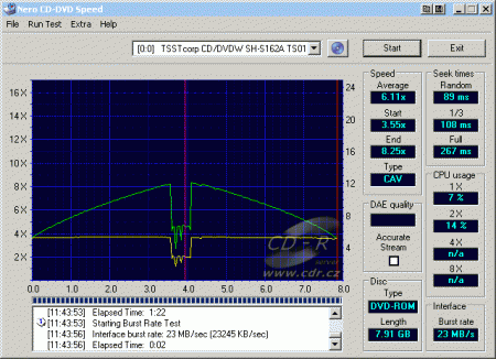 Samsung SH-S162A - CDspeed čtení DVD+R DL video