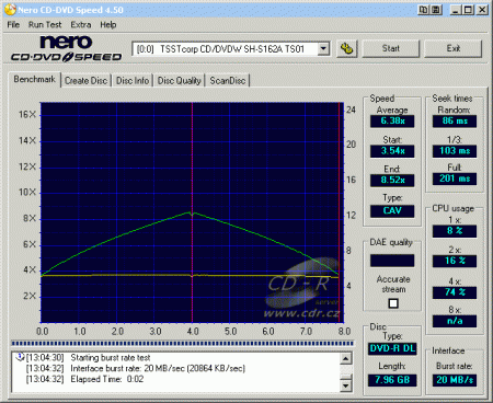 Samsung SH-S162A - CDspeed čtení DVD-R DL