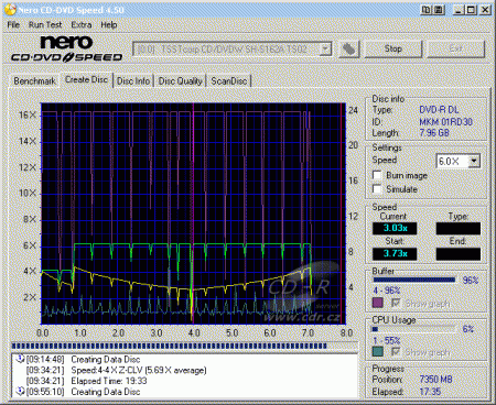 Samsung SH-S162A - CDspeed zápis DVD-R DL